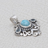 Natural Larimar Silver Pendant