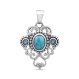 Natural Larimar Silver Pendant