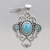 Natural Larimar Silver Pendant