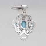 Natural Larimar Silver Pendant