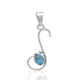 Natural Blue Topaz Silver Pendant