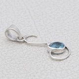 Natural Blue Topaz Silver Pendant