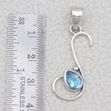 Natural Blue Topaz Silver Pendant