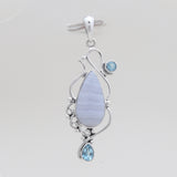 Natural Blue Lace Agate Silver Pendants