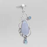 Natural Blue Lace Agate Silver Pendants