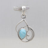 Natural Larimar Silver Pendant