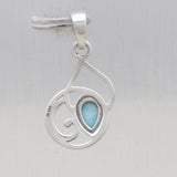 Natural Larimar Silver Pendant