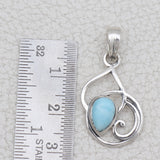 Natural Larimar Silver Pendant