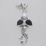 Black Onyx & Pearl Silver Designer Pendants