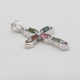 925 Sterling Silver Tourmaline Cross Pendants