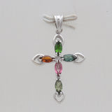925 Sterling Silver Tourmaline Cross Pendants