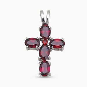 925 Sterling Silver Garnet Cross Pendants