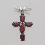 925 Sterling Silver Garnet Cross Pendants