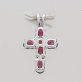 925 Sterling Silver Garnet Cross Pendants