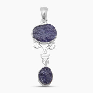 925 Sterling Silver Rough Tanzanite Pendants