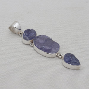 Rough Tanzanite Silver Drop Pendants