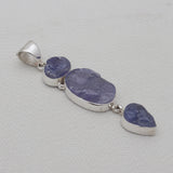 Rough Tanzanite Silver Drop Pendants