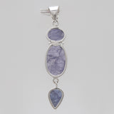 Rough Tanzanite Silver Drop Pendants