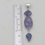 Rough Tanzanite Silver Drop Pendants