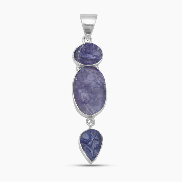 Rough Tanzanite Silver Drop Pendants