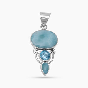 Larimar & Blue Topaz Silver Pendants