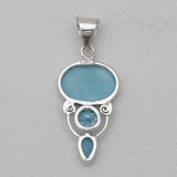 Larimar & Blue Topaz Silver Pendants