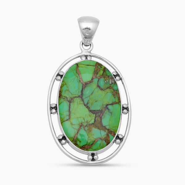 Green Copper Turquoise Silver Pendants