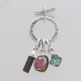 Watermelon Tourmaline & Apatite Silver Pendants