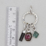 Watermelon Tourmaline & Apatite Silver Pendants