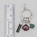 Watermelon Tourmaline & Apatite Silver Pendants