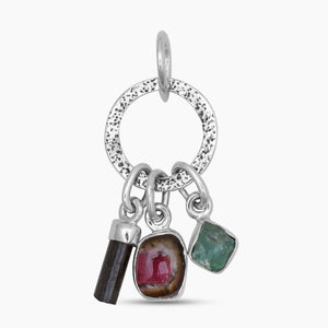 Watermelon Tourmaline & Apatite Silver Pendants