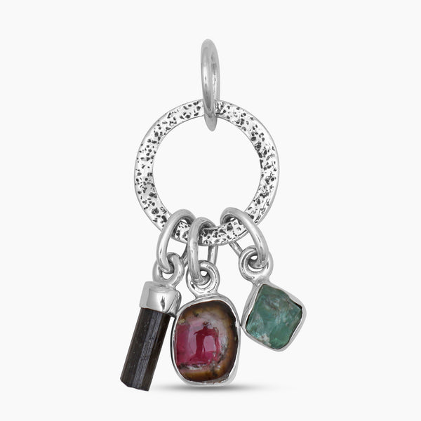 Watermelon Tourmaline & Apatite Silver Pendants