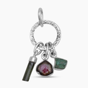 Watermelon Tourmaline & Apatite Silver Pendants