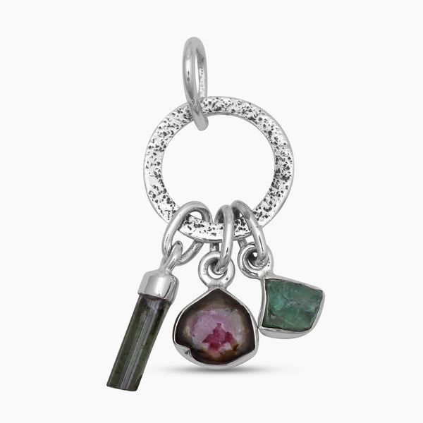 Watermelon Tourmaline & Apatite Silver Pendants