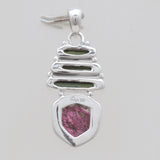 Watermelon Tourmaline Silver Pendants