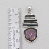 Watermelon Tourmaline Silver Pendants