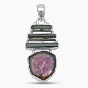 Watermelon Tourmaline Silver Pendants