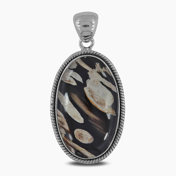 925 Silver Peanut Wood Jasper Pendants