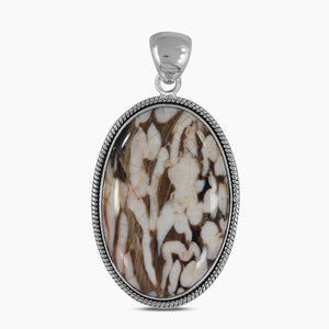 925 Silver Peanut Wood Jasper Pendants