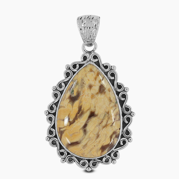 925 Silver Peanut Wood Jasper Pendants