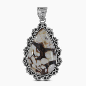925 Silver Peanut Wood Jasper Pendants