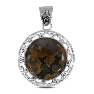 Rain Forest Jasper Pendant 925 Sterling Silver