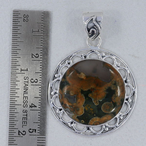 Rain Forest Jasper Pendant 925 Sterling Silver