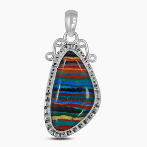 Natural Rainbow Calsilica Silver Pendants