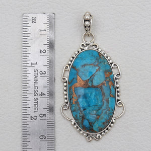 Blue Copper Turquoise Silver Pendants
