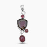Watermelon Tourmaline Silver Drop Pendants