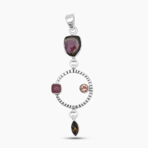 925 Silver Watermelon Tourmaline Pendants