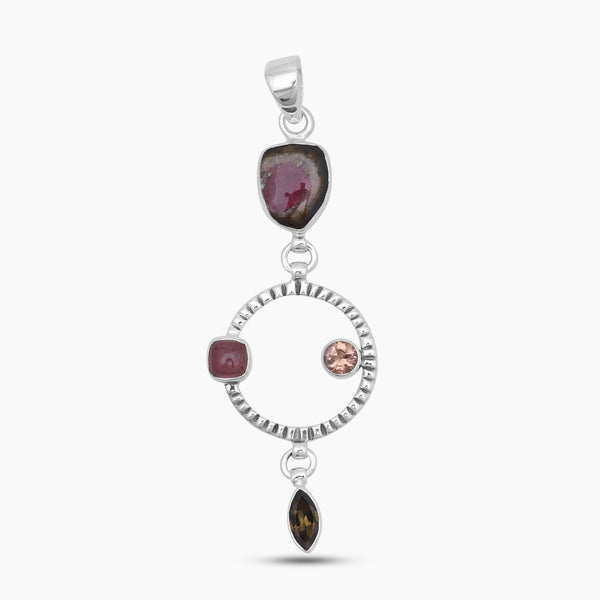 925 Silver Watermelon Tourmaline Pendants
