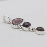 Watermelon Tourmaline Silver Drop Pendants