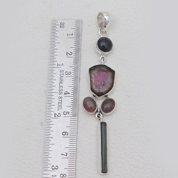 925 Sterling Silver Watermelon Tourmaline Pendants